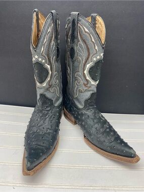 Aguila Real Ostrich Leather Western Cowboy Boots MEX 27 US 8 Botas Exotic